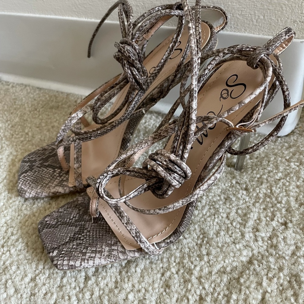 Snakeskin Strappy Heel